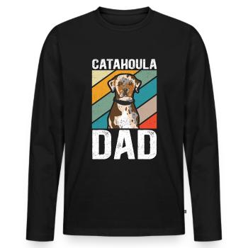 Catahoula Papa Léopard Chien Chien Cadeau - T-shirt manches longues Premium bio Homme - noir - Devant - Nico (187cm)