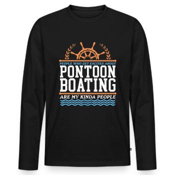 Ponton Ponton bateau | Cadeau du capitaine ponton - T-shirt manches longues Premium bio Homme - noir - Devant - Nico (187cm)