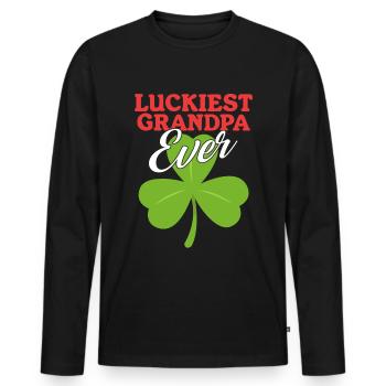 Cadeau irlandais de la Saint-Patrick le plus chanceux - T-shirt manches longues Premium bio Homme - noir - Devant - Nico (187cm)