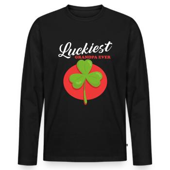 Le plus chanceux grand-père de la Saint-Patrick Cadeau de trèfle - T-shirt manches longues Premium bio Homme - noir - Devant - Nico (187cm)