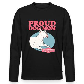 Dogo Argentino Maman Chiens Chien Propriétaire Cadeau - T-shirt manches longues Premium bio Homme - noir - Devant - Nico (187cm)