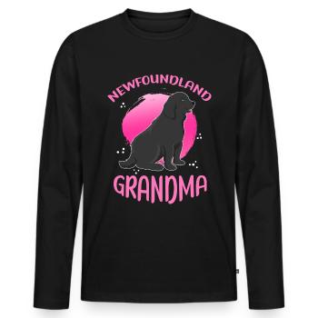 Terre-Neuve Grand-mère Dog Propriétaire Chien Cadeau - T-shirt manches longues Premium bio Homme - noir - Devant - Nico (187cm)