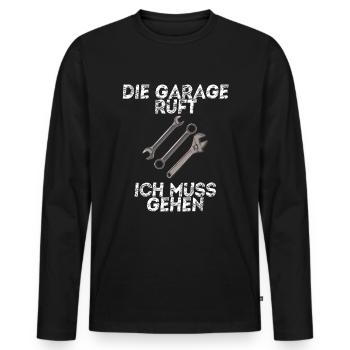 Die Garage ruft ich muss gehen Handwerker Geschenk - Männer Premium Bio Langarmshirt - Schwarz - Vorne - Nico (187cm)