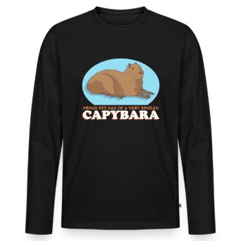 Capybara Papa Capybaras Cadeau - T-shirt manches longues Premium bio Homme - noir - Devant - Nico (187cm)