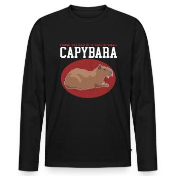 Capybara Dad | Capybaras Capybaras Gift - Men's Premium Organic Long Sleeve Shirt - black - Front - Nico (187cm)