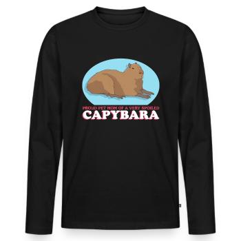 Capybara Maman Capybaras Cadeau - T-shirt manches longues Premium bio Homme - noir - Devant - Nico (187cm)