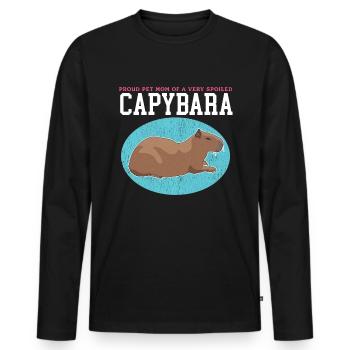 Capybara Mom | Capybaras Capybaras Gift - Men's Premium Organic Long Sleeve Shirt - black - Front - Nico (187cm)