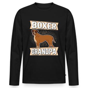 Boxer Grand-père | Cadeau de chien boxeur allemand - T-shirt manches longues Premium bio Homme - noir - Devant - Nico (187cm)