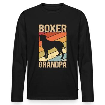 Boxer Grand-père allemand Boxer Chien Cadeau - T-shirt manches longues Premium bio Homme - noir - Devant - Nico (187cm)