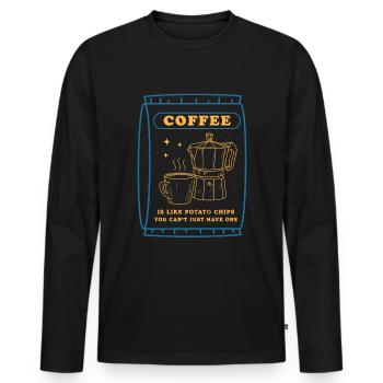 Café Amateurs de café Buveurs de café Cadeau - T-shirt manches longues Premium bio Homme - noir - Devant - Nico (187cm)