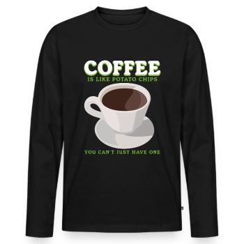 Café Buveur de café Café Amoureux du café Cadeau - T-shirt manches longues Premium bio Homme - noir - Devant - Nico (187cm)