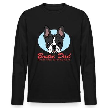 Boston Terrier Dad Dogs Dog Owner Gift - Men's Premium Organic Long Sleeve Shirt - black - Front - Nico (187cm)