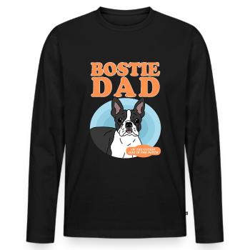 Boston Terrier Dad Dog Owner Dogs Gift - Men's Premium Organic Long Sleeve Shirt - black - Front - Nico (187cm)