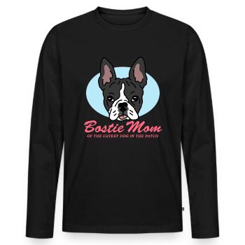Boston Terrier Mom Dogs Dog Owner Gift - Men's Premium Organic Long Sleeve Shirt - black - Front - Nico (187cm)