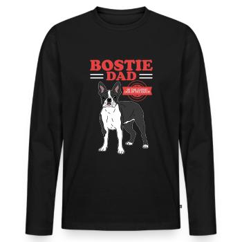 Boston Terrier Dad Dog Dog Owner Gift - Men's Premium Organic Long Sleeve Shirt - black - Front - Nico (187cm)