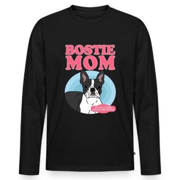 Boston Terrier Mom Dog Owner Dogs Gift - Men's Premium Organic Long Sleeve Shirt - black - Front - Nico (187cm)