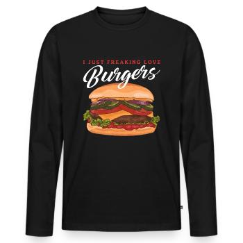 Restauration rapide de Hambourg | Burger Fast Food Cadeau - T-shirt manches longues Premium bio Homme - noir - Devant - Nico (187cm)