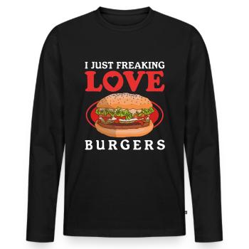 Hamburg Fast Food Fast Food Burger Gift - Men's Premium Organic Long Sleeve Shirt - black - Front - Nico (187cm)