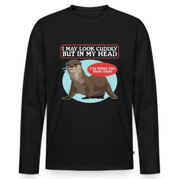 Loutre de mer Loutre Cadeau de loutre - T-shirt manches longues Premium bio Homme - noir - Devant - Nico (187cm)