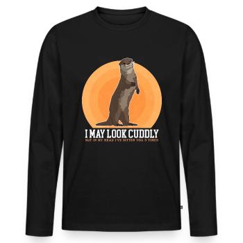 Loutre Loutre Cadeau Loutre de mer - T-shirt manches longues Premium bio Homme - noir - Devant - Nico (187cm)