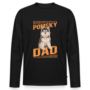 Pomsky Papa Chiens Pomskies Dog Propriétaire Cadeau - T-shirt manches longues Premium bio Homme - noir - Devant - Nico (187cm)