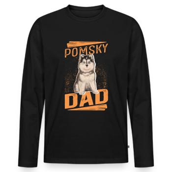 Pomsky Dad Dog Pomskies Dog Owner Gift - Men's Premium Organic Long Sleeve Shirt - black - Front - Nico (187cm)