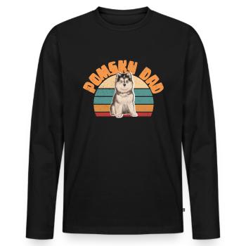 Pomsky Dad Pomskies Dogs Dog Owner Gift - Men's Premium Organic Long Sleeve Shirt - black - Front - Nico (187cm)