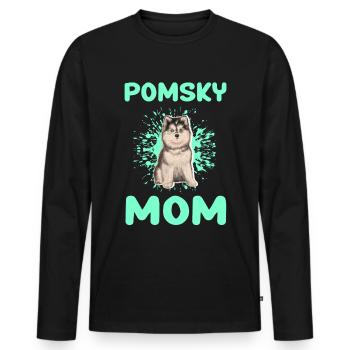 Pomsky Mom Dog Pomskies Dog Owner Gift - Men's Premium Organic Long Sleeve Shirt - black - Front - Nico (187cm)