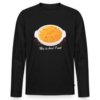 Macaroni au fromage | Mac et fromage cadeau - T-shirt manches longues Premium bio Homme - noir - Devant - Nico (187cm)