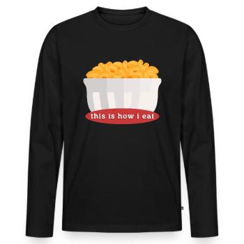 Macaroni and Cheese Mac Cheese Gift - Men's Premium Organic Long Sleeve Shirt - black - Front - Nico (187cm)