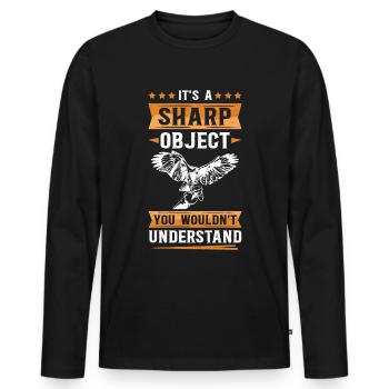 Falconry Falconry Pickling Falcon Hunting Gift - Men's Premium Organic Long Sleeve Shirt - black - Front - Nico (187cm)