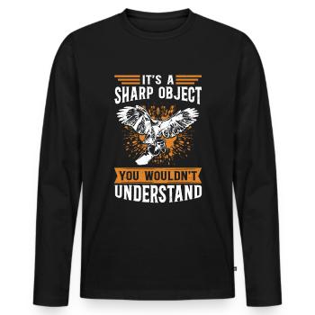 Falconer Falconry Hunting Falconry Pickling Gift - Men's Premium Organic Long Sleeve Shirt - black - Front - Nico (187cm)