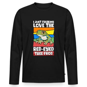 Frog Red-eyed Tree Frog Frogs Gift - Men's Premium Organic Long Sleeve Shirt - black - Front - Nico (187cm)