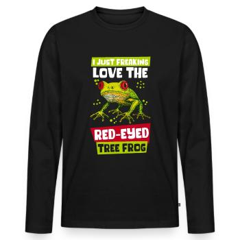 Frog Frogs Red-eyed Tree Frog Gift - Men's Premium Organic Long Sleeve Shirt - black - Front - Nico (187cm)