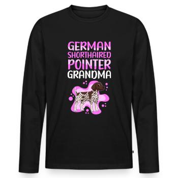 Deutsch Kurzhaar Grandma | Hundebesitzer Geschenk - Männer Premium Bio Langarmshirt - Schwarz - Vorne - Nico (187cm)