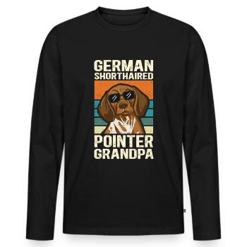 Deutsch Kurzhaar Grandpa | Hundebesitzer Geschenk - Männer Premium Bio Langarmshirt - Schwarz - Vorne - Nico (187cm)