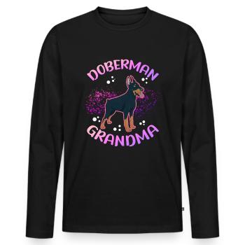 Doberman Grandma Dog Owner Dog Gift - Men's Premium Organic Long Sleeve Shirt - black - Front - Nico (187cm)