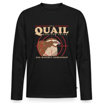 Chasse Caille Caille Chasse Caille Cadeau Chasseur de Caille - T-shirt manches longues Premium bio Homme - noir - Devant - Nico (187cm)