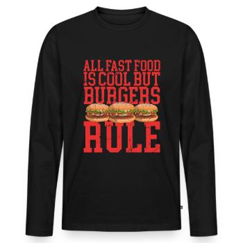 Hamburg Fast Food Burger Fast Food Gift - Men's Premium Organic Long Sleeve Shirt - black - Front - Nico (187cm)