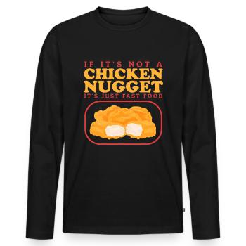 Chicken Nuggets Fast Food | Huhn Nuggets Geschenk - Männer Premium Bio Langarmshirt - Schwarz - Vorne - Nico (187cm)