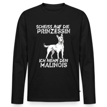 Scheiss auf die Prinzessin ich nehm den Malinois - Männer Premium Bio Langarmshirt - Schwarz - Vorne - Nico (187cm)