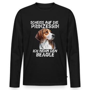 Scheiss auf die Prinzessin ich nehm den Beagle - Männer Premium Bio Langarmshirt - Schwarz - Vorne - Nico (187cm)
