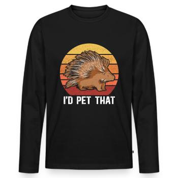Porc-épic | Cadeau de porc-épic - T-shirt manches longues Premium bio Homme - noir - Devant - Nico (187cm)