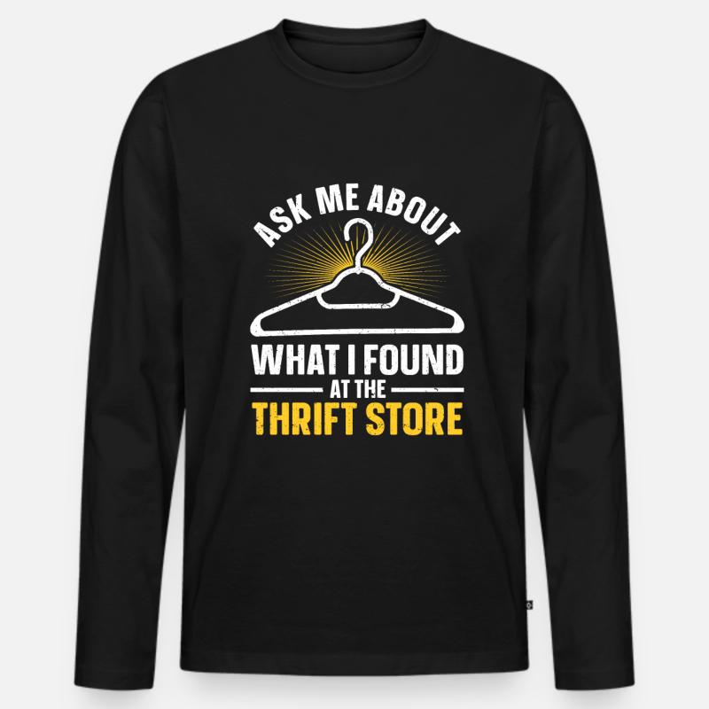 Secondhand Laden Hofverkauf Geschenk Thrifting - Männer Premium Bio Langarmshirt - Schwarz