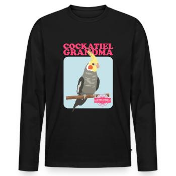 Grand-mère Cockatiel | Cadeau du propriétaire d’oiseau - T-shirt manches longues Premium bio Homme - noir - Devant - Nico (187cm)