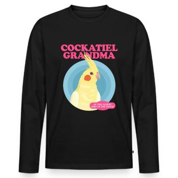 Cockatiel Grand-mère Oiseau Propriétaire Cadeau - T-shirt manches longues Premium bio Homme - noir - Devant - Nico (187cm)