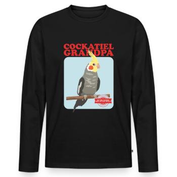 Grand-père Cockatiel | Cadeau du propriétaire d’oiseau - T-shirt manches longues Premium bio Homme - noir - Devant - Nico (187cm)