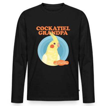 Cockatiel grand-père oiseau propriétaire cadeau - T-shirt manches longues Premium bio Homme - noir - Devant - Nico (187cm)