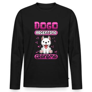 Dogo Argentino Grand-mère Chien Propriétaire Cadeau - T-shirt manches longues Premium bio Homme - noir - Devant - Nico (187cm)