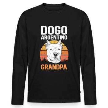 Dogo Argentino Grandpa Dog Cadeau - T-shirt manches longues Premium bio Homme - noir - Devant - Nico (187cm)